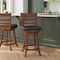 Flash Furniture Zerrick Commercial Wood Classic Ladderback Swivel Counter Stool w/Black LeatherSoft Seat, Antiq Oak ES-UN3-24-OAK-GG - alternate 1